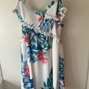 Vici White and Blue Strapless Dress